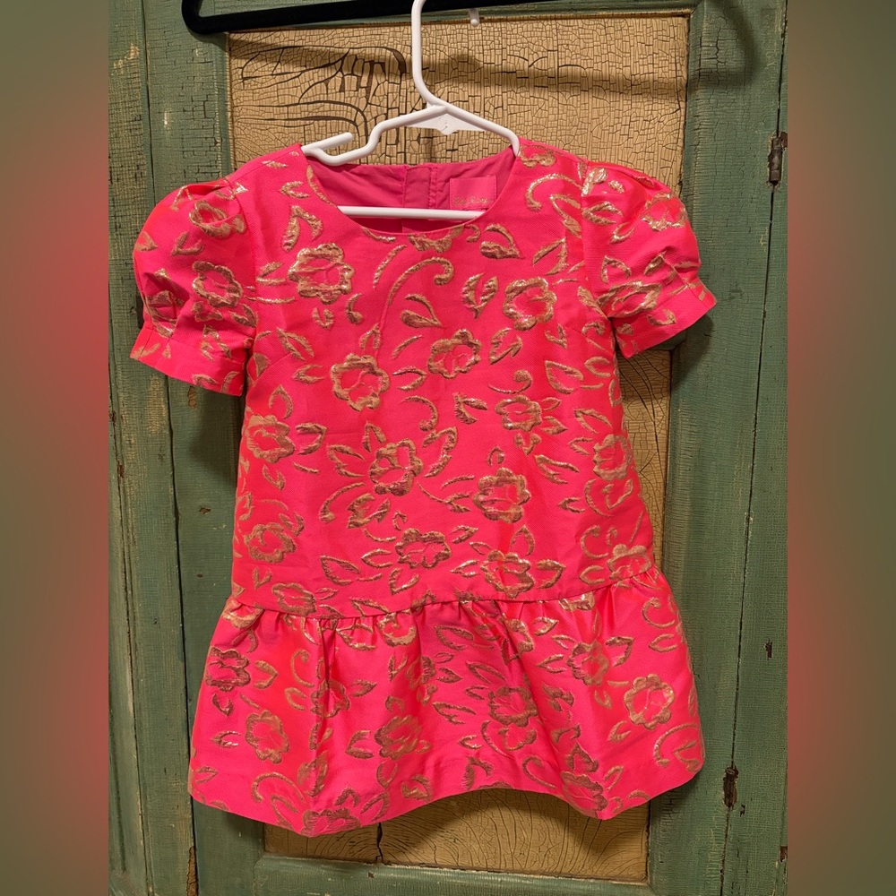 Lilly Pulitzer Fuchsia and Gold Patterned Dress